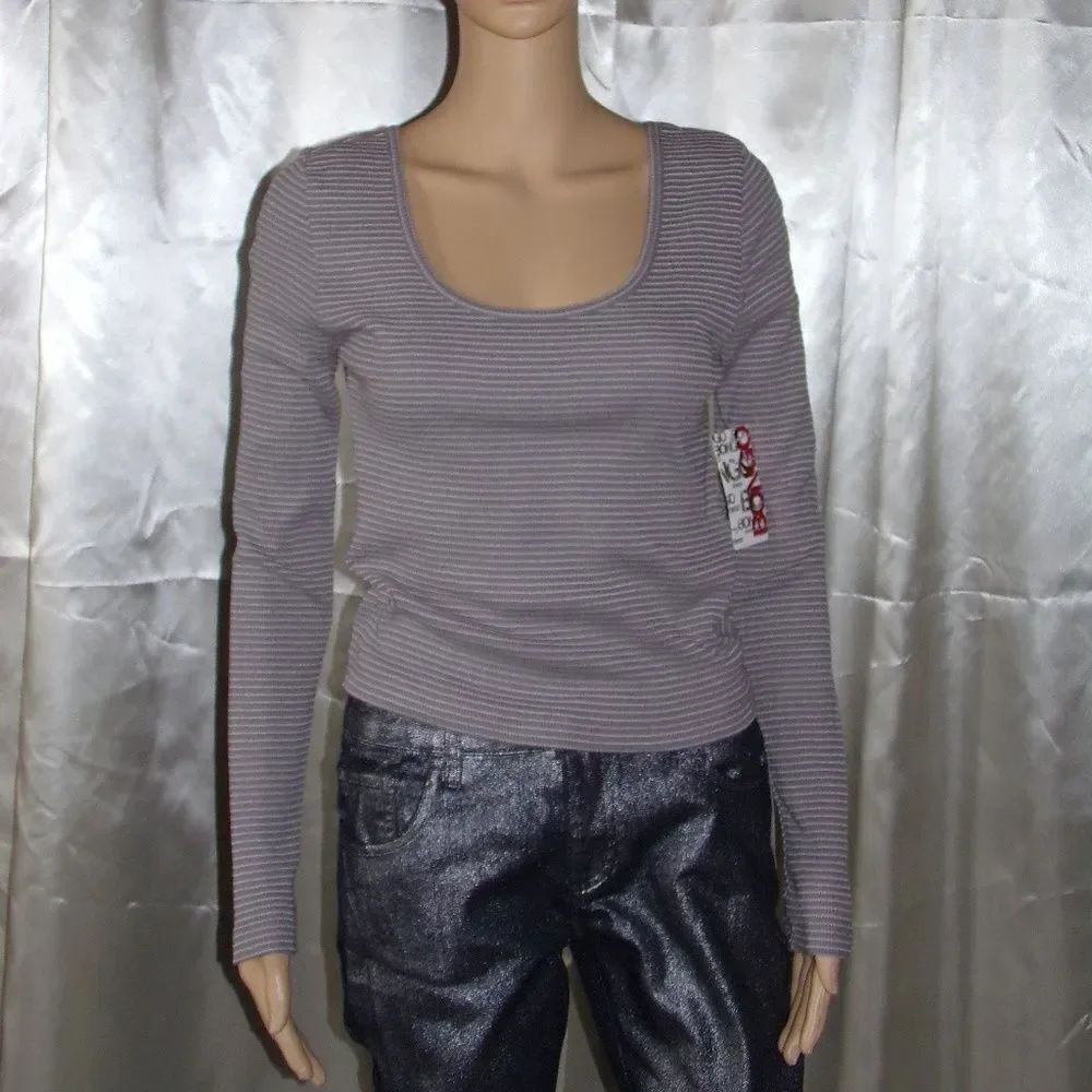 Bongo Gray Stripped Thermal Top NWT